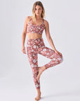 Stay stylish and active with our Pink Floral 7/8-Length Lite Yoga Leggings. Convenient front pockets and soft fabric for ultimate comfort.