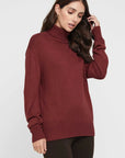 "Bamboo women's jumper: Turtle neck design offers versatility and sustainability in fashion."