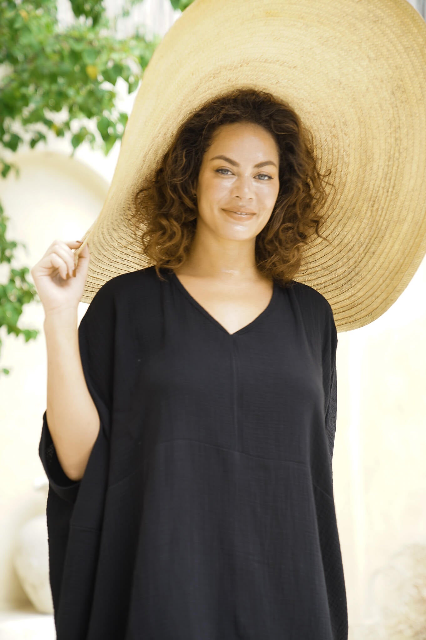 Black sustainable kaftan dress