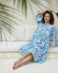Elevate your style with our chic blue cotton midi dress. Perfect for any occasion. Shop now!