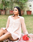 "Unique cotton shirt: Handcrafted geo print, a symbol of individuality and artistry."