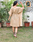 Kavya Short Kaftan in Mustard - plus size beach kaftan Australia hand block printed