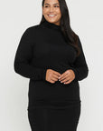 "Buttery soft black bamboo women's top: Sustainable fashion for everyday elegance and style."