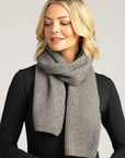 Elevate your winter style with our grey merino wool ribbed scarf. Cozy warmth meets timeless elegance. Buy yours today!