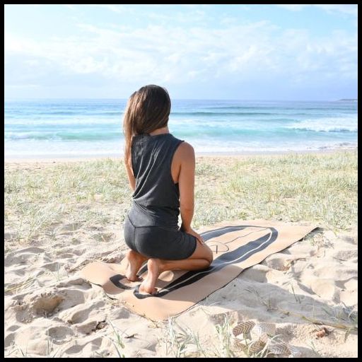 "Surfers' cork yoga mat: Eco-friendly design with soft top surface and super grip non-slip base for stability."