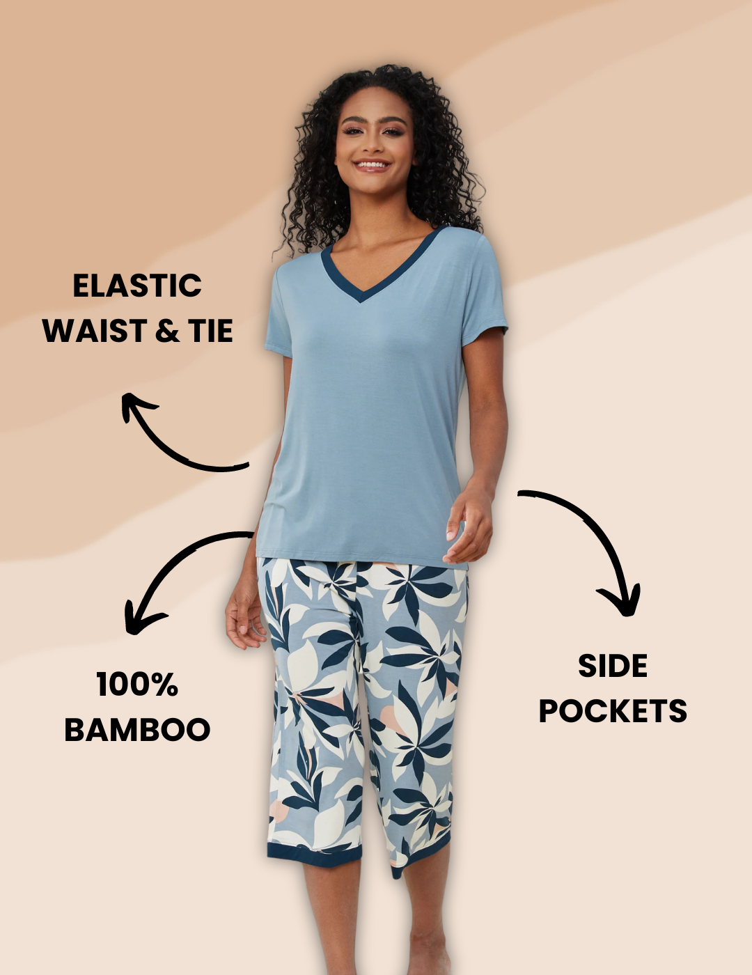 Bamboo pajamas with a floral print, featuring a soft, breathable fabric and a convenient chest pocket for added style.