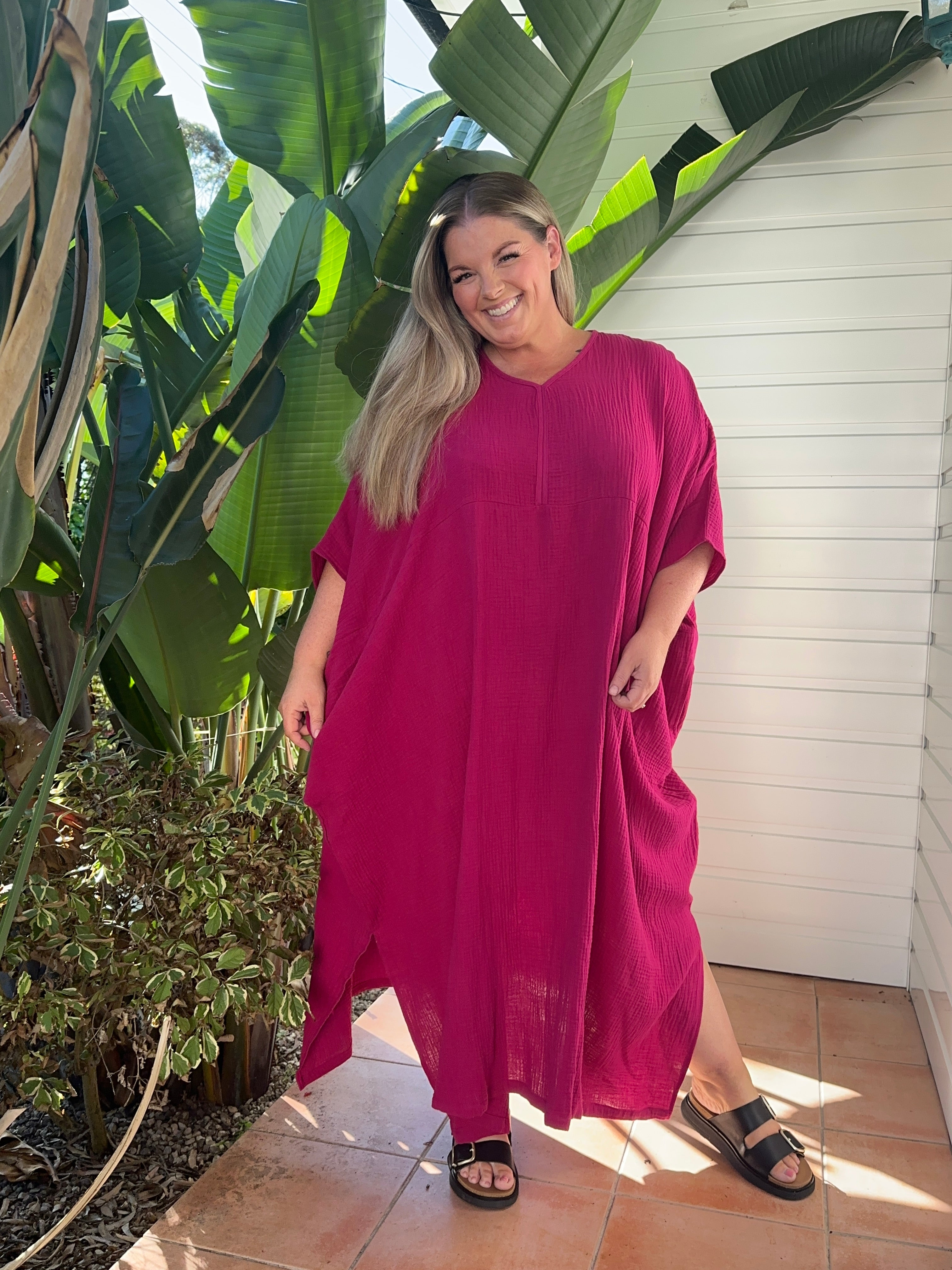 Eco-friendly cotton kaftan for plus-size women