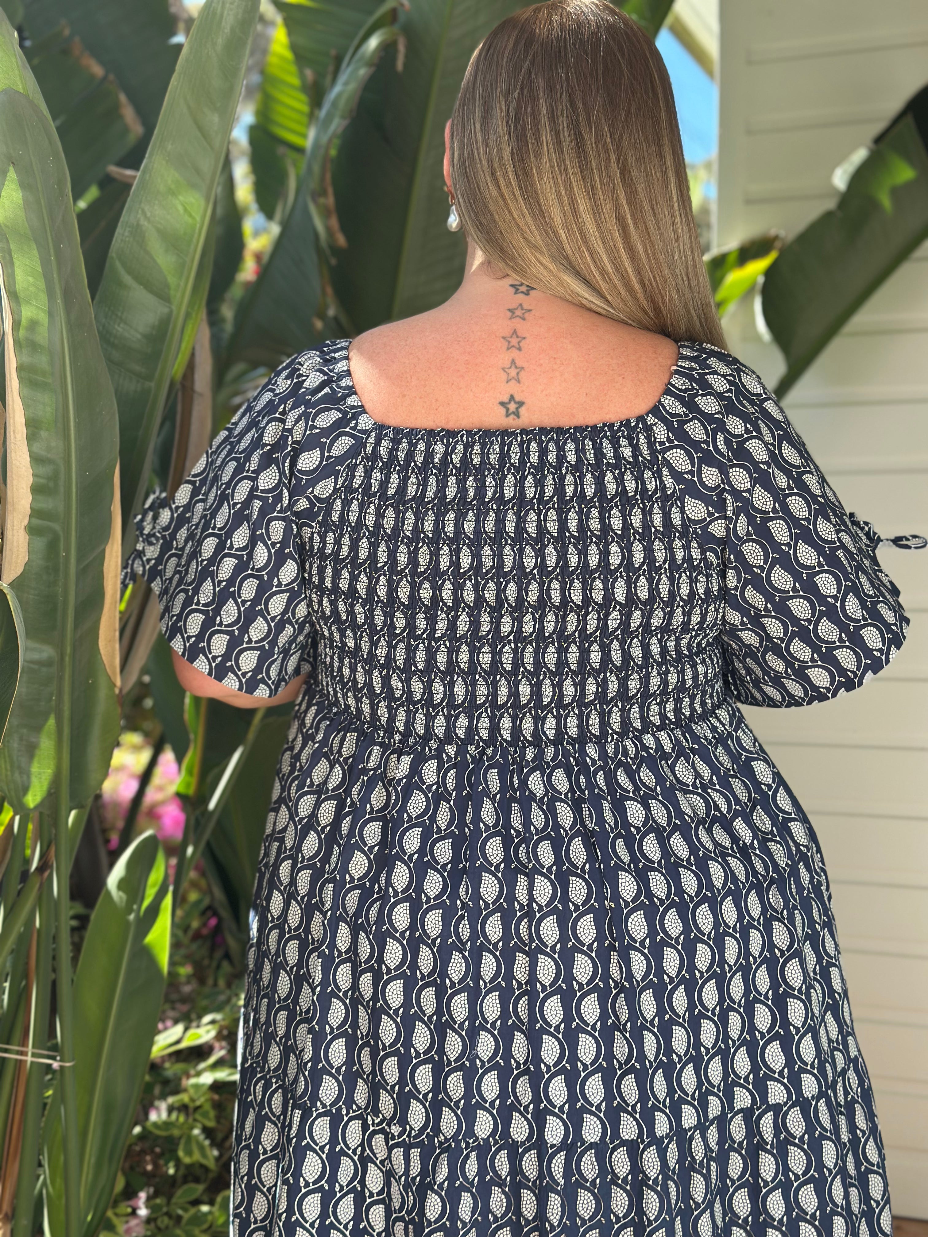 Neela Cotton Maxi Dress ~ Blue