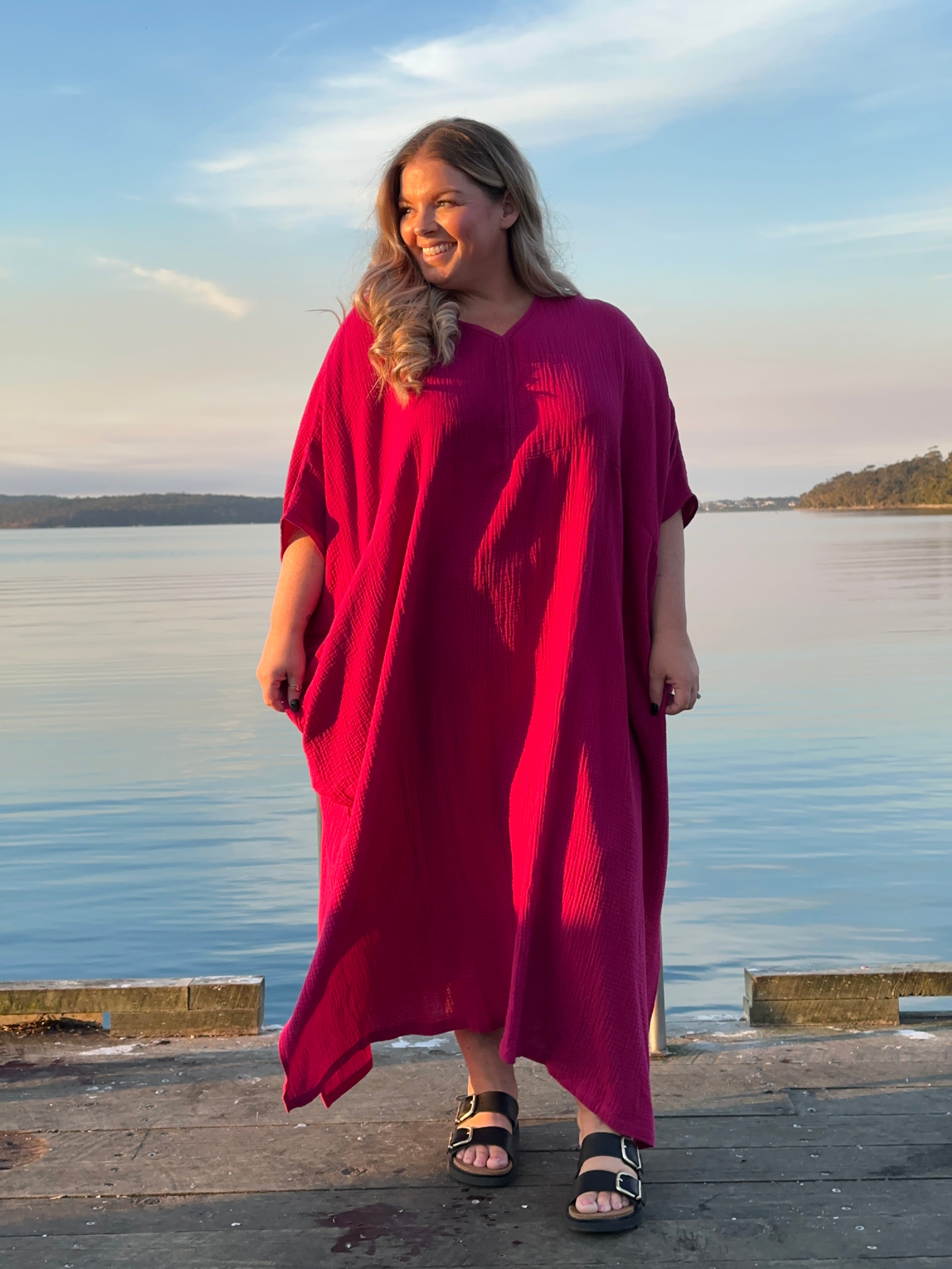 Eco-friendly cotton kaftan for plus-size women in Australia 