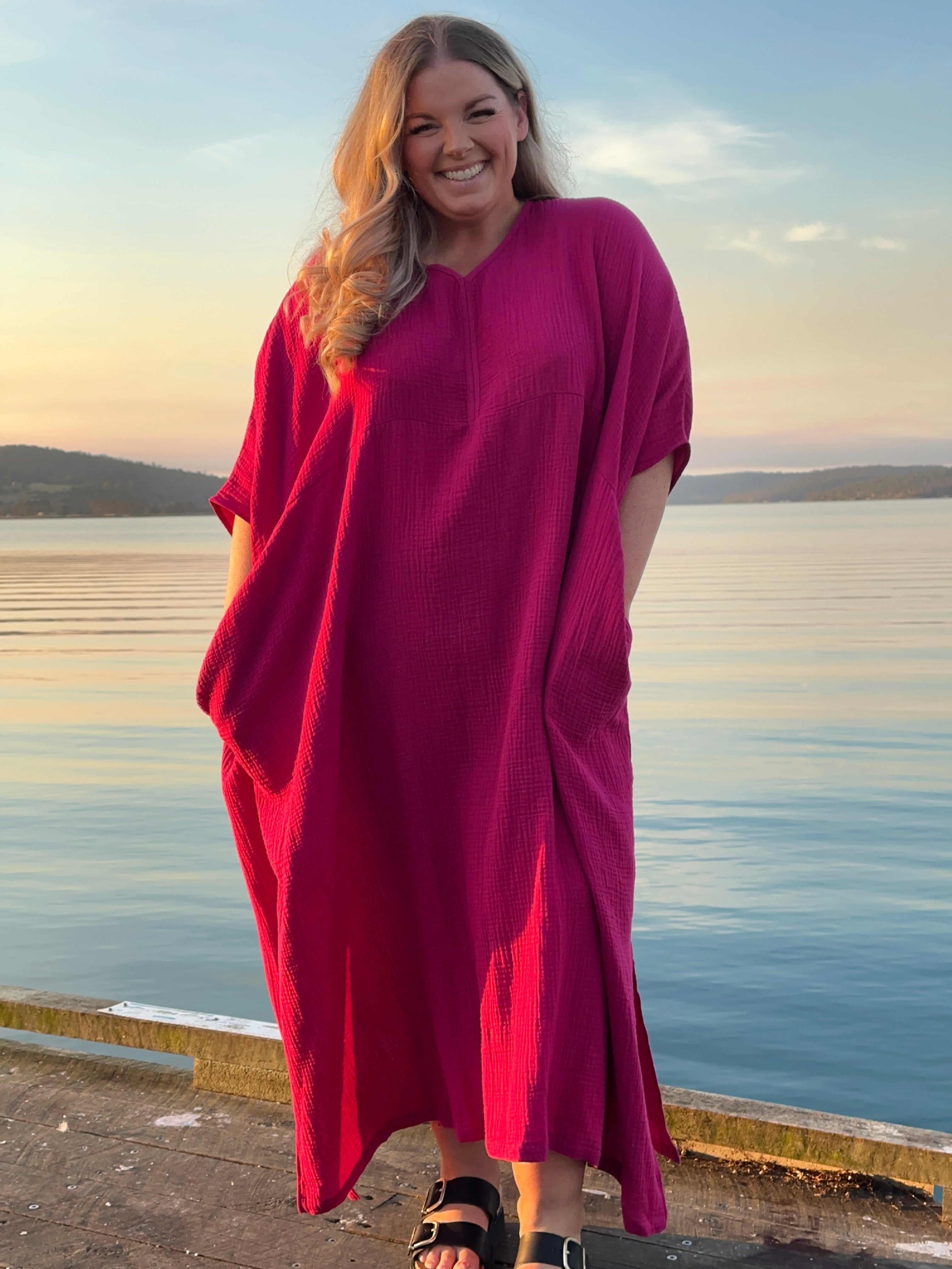 Eco-friendly cotton kaftan for plus-size women in Australia 