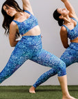 3/4 Length Lite Leggings ~ Blue Water Colour Mandala