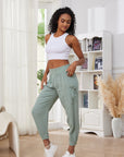 Comfortable cotton pants in soothing sage - relaxed fit for ultimate comfort