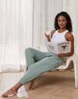 
Relaxed fit cotton pants in serene sage - comfortable and versatile bottoms for everyday wear
