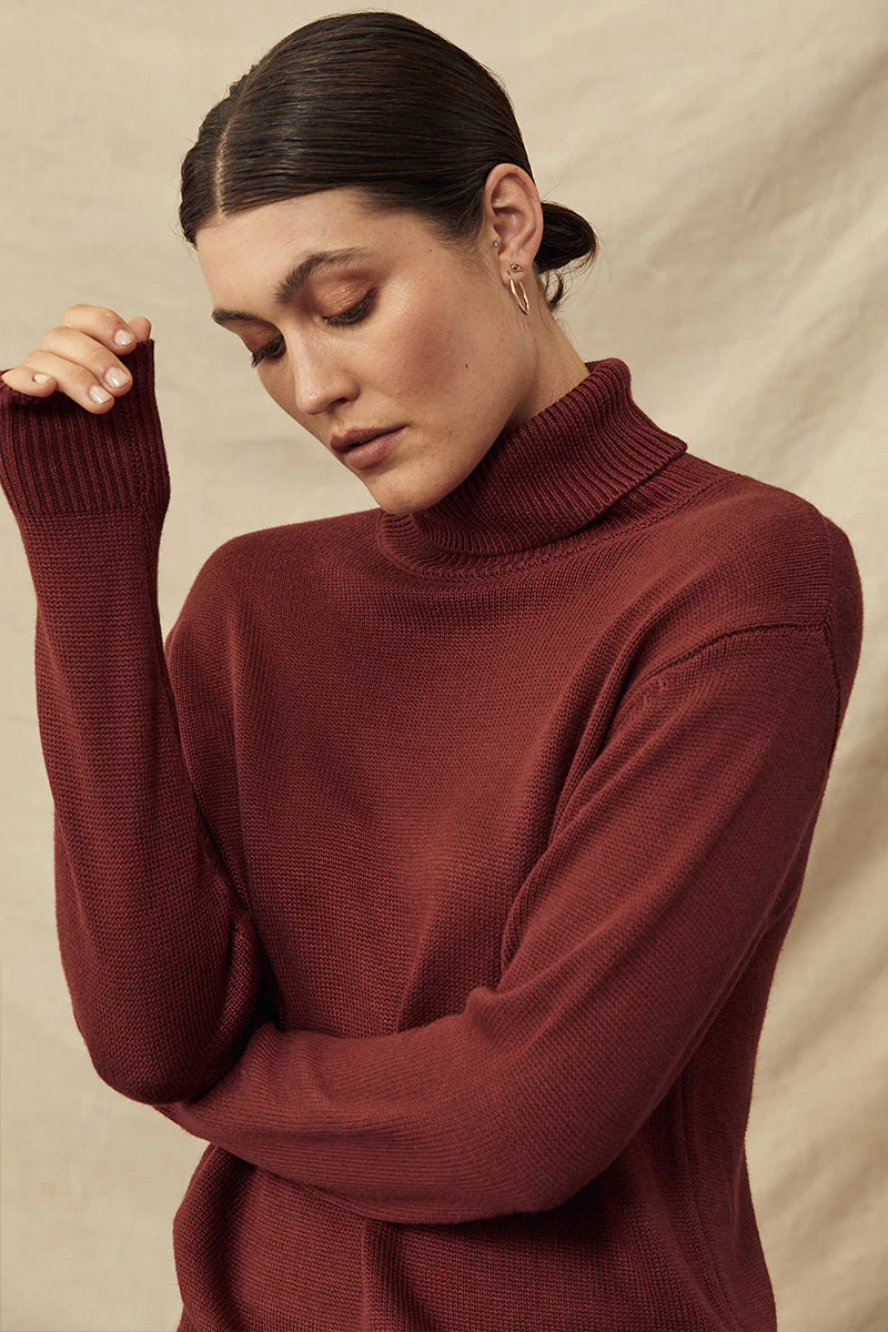 "Turtle neck bamboo jumper for women: Sustainable comfort for chilly days in eco-friendly attire."