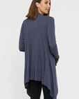 "Eco-friendly bamboo women's clothing: Charcoal waterfall cardi offers buttery softness and chic elegance."