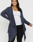 "Charcoal bamboo waterfall cardigan: Luxuriously soft and eco-friendly, a staple in bamboo women's clothing."