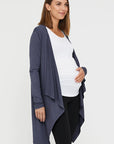 "Bamboo women's cardigan: Stay cozy and stylish in charcoal, crafted from luxuriously soft fabric."