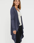 "Stylish charcoal bamboo waterfall cardigan: Luxurious comfort meets sustainability in women's clothing."