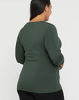 "Bamboo women's full sleeve top: Stay chic and comfortable in green, crafted from buttery soft fabric."