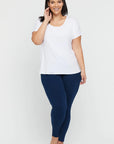 "Stylish navy bamboo women's leggings: Luxurious comfort meets sustainability in everyday attire."