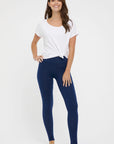 "Buttery soft bamboo women's leggings in navy: Sustainable fashion with unmatched comfort and elegance."