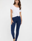 "Navy bamboo women's leggings: Luxuriously soft and eco-friendly, perfect for versatile, sustainable style."