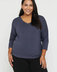 "Comfortable bamboo women's clothing: Charcoal top offers buttery softness and eco-friendly style."