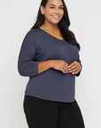 "Bamboo women's top: Stay chic and comfortable in charcoal, crafted from buttery soft fabric."