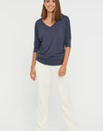 "Charcoal bamboo women's top: Experience buttery softness and eco-friendly style in this chic garment."