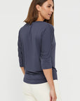 "Eco-friendly bamboo women's clothing: Charcoal top offers luxurious comfort and style."