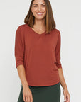 "Comfortable bamboo women's clothing: Rust top offers buttery softness and timeless style."