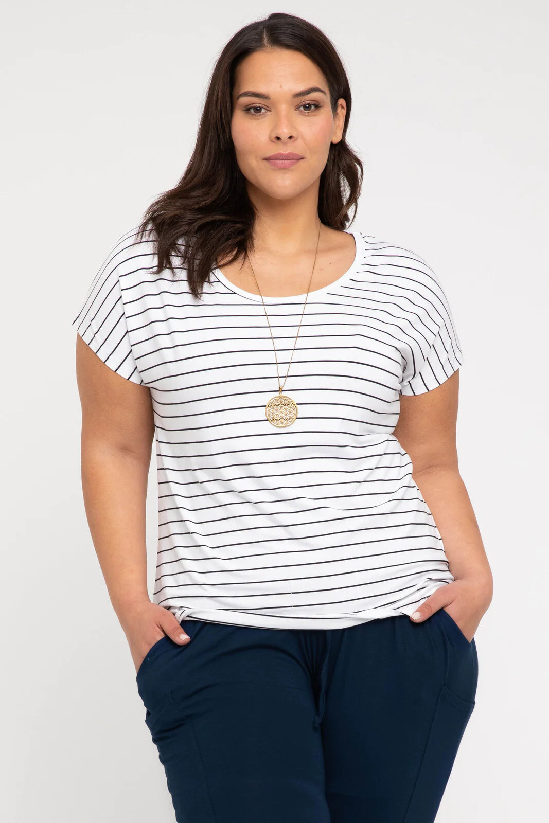 &quot;Striped bamboo women&#39;s top: Luxuriously soft and eco-friendly, perfect for chic, sustainable fashion statements.&quot;