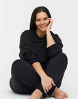 "Black bamboo women's track pants: Luxuriously soft and eco-friendly, perfect for stylish comfort."