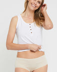 "Comfortable beige bamboo women's underwear: Gentle and breathable for lasting comfort."