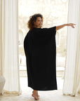 Make a statement in our black cotton gauze kaftan. Effortless beauty for every woman.