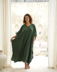 Discover the allure of our Forest Green Cotton Gauze Long Kaftan. Effortlessly chic, endlessly comfortable. Order yours today!