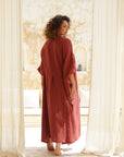 Indulge in luxe comfort with our Rust Long Kaftan in soft Cotton Gauze. Unmatched style, unparalleled comfort.