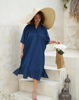 "Turn heads in our stunning blue long shirt dress. Perfect blend of sophistication and comfort. Get yours today!"