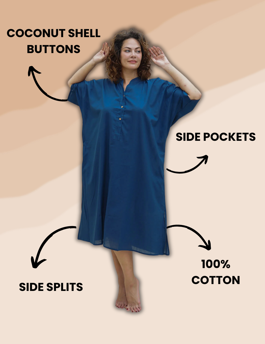 Elegant long blue shirt dress with a crisp collar and button-down front, combining comfort and style for versatile dressing.