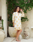 Feel fabulous in our yellow floral short dress. A must-have for your wardrobe!