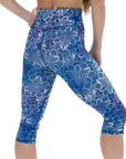 3/4 Length Lite Leggings ~ Blue Water Colour Mandala