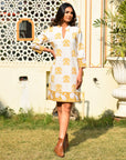 Step into sunshine with our yellow floral short dress. Effortless elegance awaits!