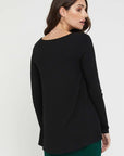 "Effortless elegance: Black Bamboo Full Sleeve Top. Elevate your look with sustainable style. Shop now!"