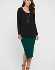 "Sleek sophistication: Black Bamboo Relaxed Top. Unwind in luxurious comfort. Get yours today!"