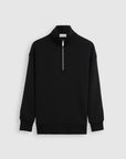 "Experience luxury like never before with our black Merino wool zip collar sweater. Unmatched softness, undeniable appeal."