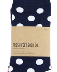 Discover the ultimate comfort in navy polka dot bamboo socks. Sustainable, stylish, and oh-so-soft. Elevate your sock drawer today. Order now!