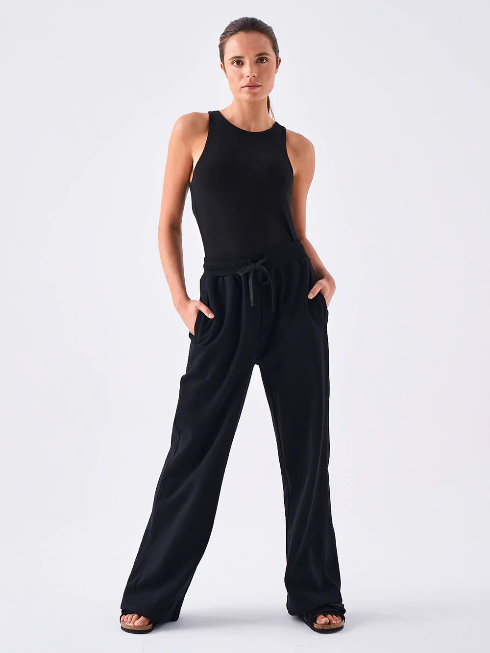 Experience ultimate relaxation in our chic black wide-leg sweat pants. Unbeatable comfort meets modern style!