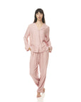 Indulge in luxury with our bamboo pajamas – soft, breathable, and styled with delightful pink polka dots.