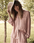 "Transform your bedtime routine with bamboo pajamas, crafted for ultimate comfort and adorned in pink polka dots."