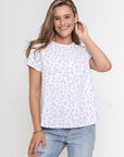 Upgrade your casual wear with this cotton T-shirt. High-low hem and subtle animal print add flair. Limited time offer, buy now!